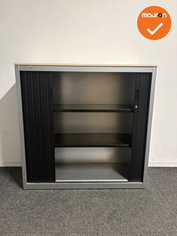 Vepa roldeurkast - 122x126x46 cm - Zilvergrijs met zwarte deuren