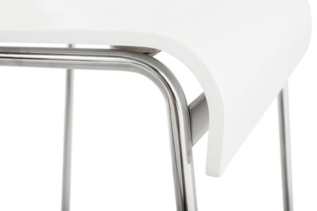 Barkruk &quot;Tim&quot; chrome frame met witte zitting en rug