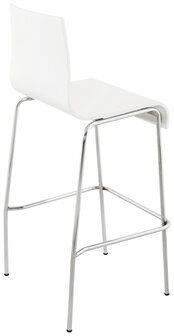 Barkruk &quot;Tim&quot; chrome frame met witte zitting en rug