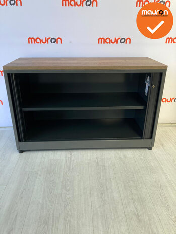 Roldeurkast - Ahrend - 74x120x45cm - antracietgrijs - topblad naar keuze