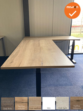 Steelforce Pro 670 SLS  - compleet nieuw elektrische hoek zit-sta bureau - Oak Medium - onderstelkleur naar keuze 