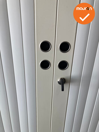 Roldeurkast - 130x80x47cm - Wit met witte kunststof deuren - inclusief topblad