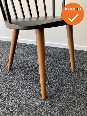 Kartell Comback - Designstoel - Zwart - met eikenkleurig onderstel