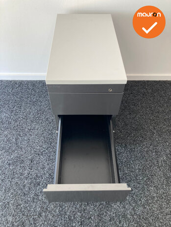 Ladeblok - 57x32x56cm - Antraciet  - 4 laden metaal - Inclusief wit melamine topblad
