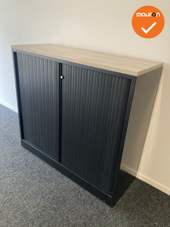 Roldeurkast - Ahrend - 120x120x45cm - Zwart met zwarte roldeuren - Topblad naar keuze