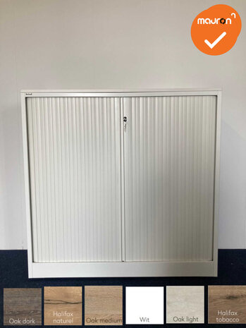 Roldeurkast - Ahrend - 120x100x45cm - Wit met witte kunststof deuren - topblad naar keuze
