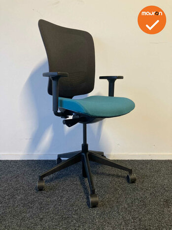 Ahrend 190 bureaustoel - blauwe bekleding  - Zwart voetkruis