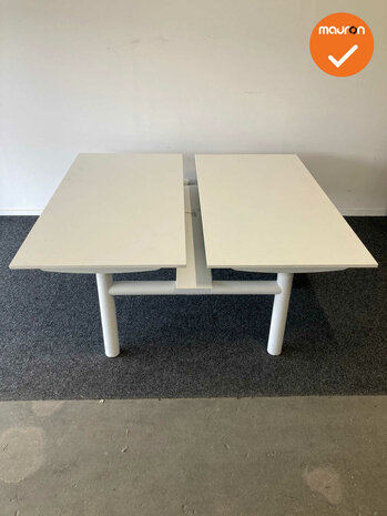 Sedus duo bureau zit-sta - 180x80cm - antracietgrijs onderstel - met wit blad  - witte poten