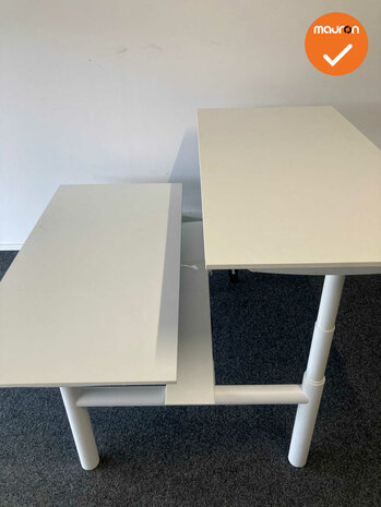 Sedus duo bureau zit-sta - 180x80cm - antracietgrijs onderstel - met wit blad  - witte poten