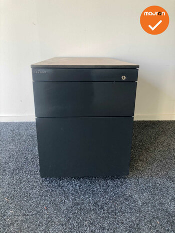Ahrend Ladeblok - 57x42x78cm - Zwart - 3 laden metaal -  topblad naar keuze