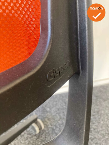 Gispen Zinn bureaustoel - Nieuwstaat - 4D Armleggers - blauwe zitting en oranje netweave rug - Zwart voetkruis