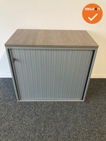 Roldeurkast - Ahrend - 74x80x45cm - Zilvergrijs met zilvergrijze deuren - Topblad naar keuze  