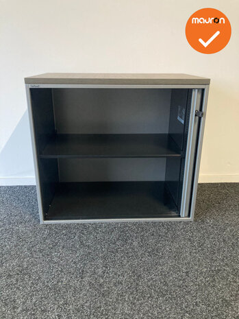 Roldeurkast - Ahrend - 74x80x45cm - Zilvergrijs met zilvergrijze deuren - Topblad naar keuze  
