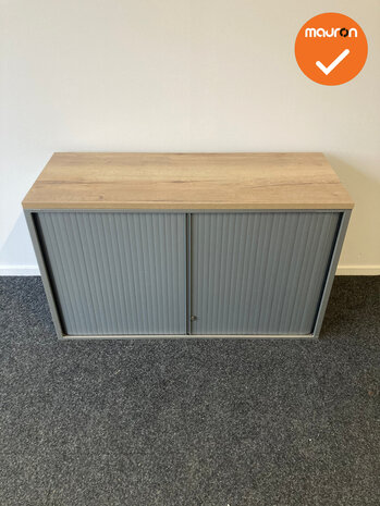 Roldeurkast - Ahrend - 74x120x45cm - Zilvergrijs met grijze roldeuren - Topblad naar keuze