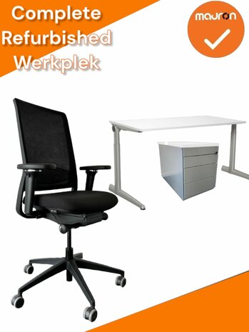 Refurbished Complete Werkplek - Bladkleur naar keuze - Handmatig  - Zelf samenstellen