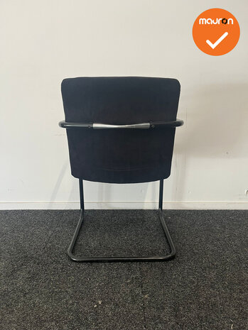 Vergaderstoel - Zwart - Suede bekleding - Slede onderstel