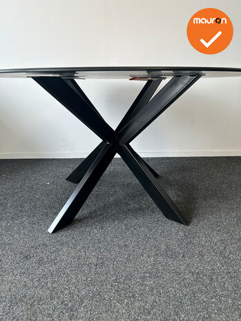 Mauforce Ronde tafel - 120 cm - Zwarte Stervoet - Beuken Trespa blad