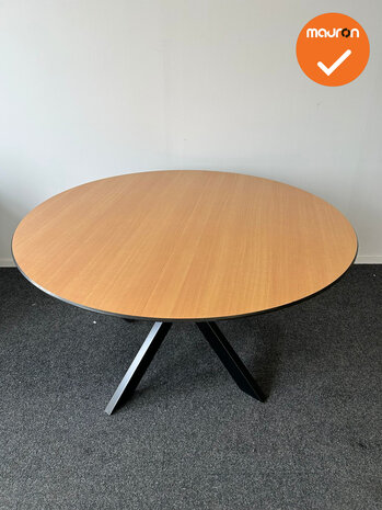 Mauforce Ronde tafel - 120 cm - Zwarte Stervoet - Beuken Trespa blad