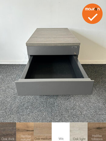 Ladeblok - 57x42x76cm - Antraciet - 3 lades - metalen front - topblad naar keuze