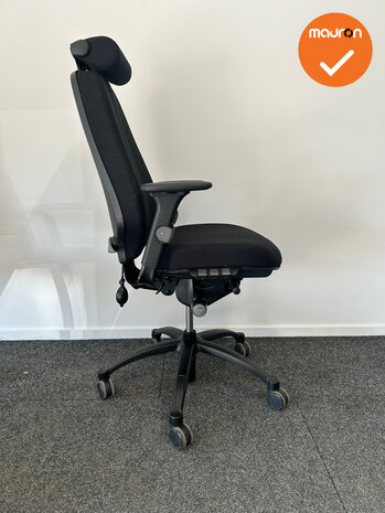 RH Logic Elite 400 - Nieuwe zwarte stoffering  - Met hoofdsteun - Inclusief lendepomp - zwart voetkruis