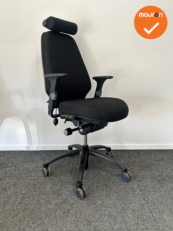 RH Logic Elite 400 - Nieuwe zwarte stoffering  - Met hoofdsteun - Inclusief lendepomp - zwart voetkruis