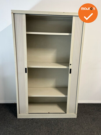 Roldeurkast - B-keuze - Basic - 195x120x45 - Wit beige - Zwarte handgrepen
