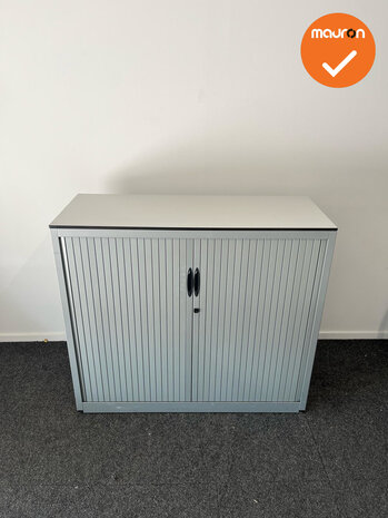 Roldeurkast - Basic -105x120x47cm - Zilvergrijs met zilvergrijze deuren - Inclusief topblad