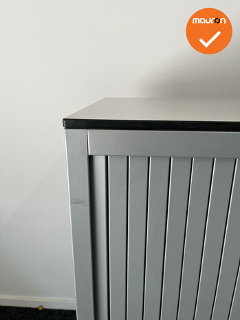 Roldeurkast - Basic -105x120x47cm - Zilvergrijs met zilvergrijze deuren - Inclusief topblad
