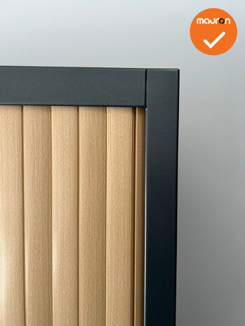 Roldeurkast - Basic - 195x120x45cm - Zwart met beuken roldeuren