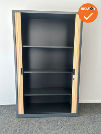 Roldeurkast - Basic - 195x120x45cm - Zwart met beuken roldeuren