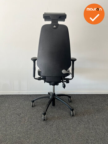 RH Logic 400 - Zwarte leren bekleding - Met hoofdsteun - Inclusief lendepomp - Zwart voetkruis