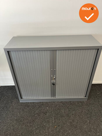 Robberechtse roldeurkast - 105x120x45cm - Zilvergrijs - brede lamel - inclusief 2 sleutels