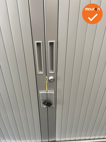Robberechtse roldeurkast - 105x120x45cm - Zilvergrijs - brede lamel - inclusief 2 sleutels