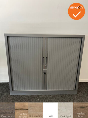 Robberechtse roldeurkast - 105x120x45cm - Zilvergrijs - brede lamel - inclusief 2 sleutels