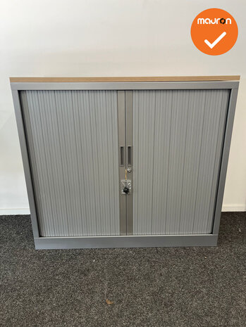Robberechtse roldeurkast - 105x120x45cm - Zilvergrijs - smalle lamel - inclusief 2 sleutels