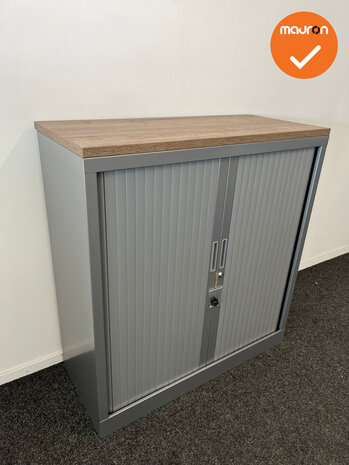 Robberechtse roldeurkast - 105x100x45cm - Zilvergrijs - brede lamel - inclusief 2 sleutels