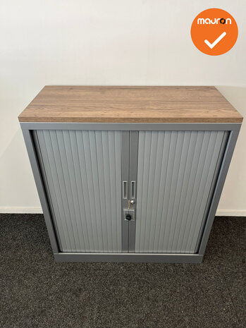 Robberechtse roldeurkast - 105x100x45cm - Zilvergrijs - brede lamel - inclusief 2 sleutels