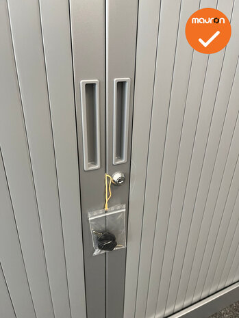 Robberechtse roldeurkast - 105x100x45cm - Zilvergrijs - brede lamel - inclusief 2 sleutels