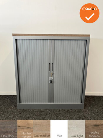 Robberechtse roldeurkast - 105x100x45cm - Zilvergrijs - brede lamel - inclusief 2 sleutels