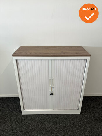 Robberechtse roldeurkast - 105x100x45cm - Wit - brede lamel - inclusief 2 sleutels