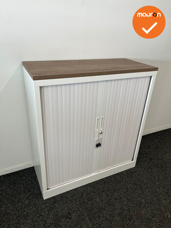 Robberechtse roldeurkast - 105x100x45cm - Wit - brede lamel - inclusief 2 sleutels