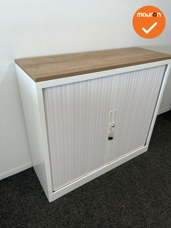 Robberechtse roldeurkast - 105x120x45cm - Wit - brede lamel - inclusief 2 sleutels