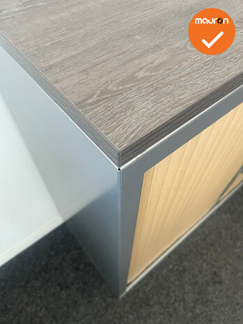 Robberechtse roldeurkast - 105x120x45cm - Antraciet met beuken deuren - inclusief 2 sleutels
