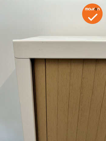 Robberechtse roldeurkast - 105x120x45cm - Wit met beuken deuren - inclusief 2 sleutels