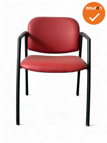Vergaderstoel - Ahrend 320 - rood kunstleer - zwart frame