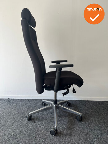 ROVO XP 4030 bureaustoel - Zwart gestoffeerd - chrome voetkruis - met hoofdsteun