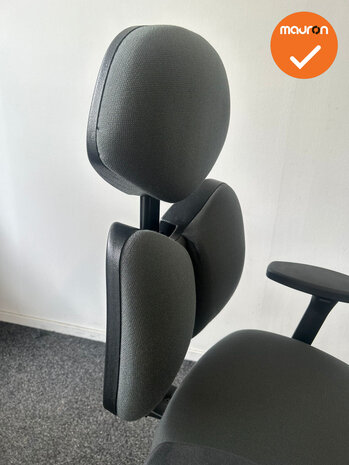 Rohde & Grahl - Xenium - Duo-Back - Met hoofdsteun -  Antracietgrijze stoffering - Gepolijst aluminium voetkruis