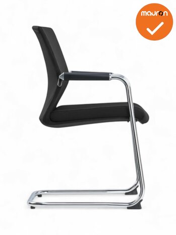 Vergaderstoel Slide - NIEUW - Zwart - Chrome onderstel
