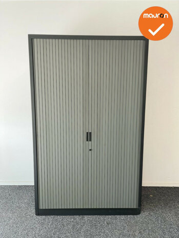 Roldeurkast - Basic - 195x120x45cm - Antracietgrijs met lichtgrijze deuren