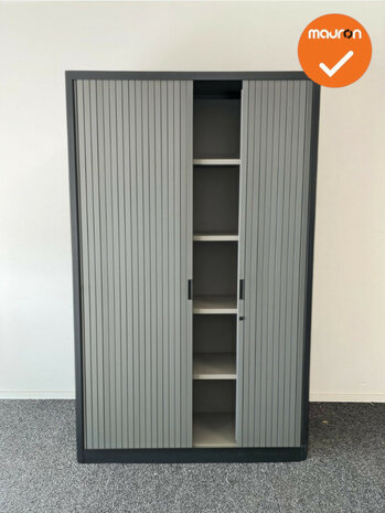 Roldeurkast - Basic - 195x120x45cm - Antracietgrijs met lichtgrijze deuren